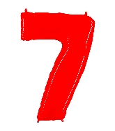 40" Foil Shape Balloon Number 7 Fluorescence Red