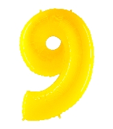 40" Foil Shape Balloon Number 9 Fluorescence Yellow