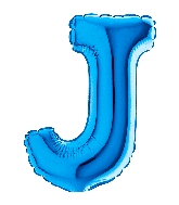 7" Airfill Only (requires heat sealing) Letter J Blue Foil Balloon