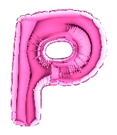 7" Airfill Only (requires heat sealing) Letter P Fuschia Foil Balloon