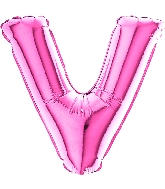 7" Airfill Only (requires heat sealing) Letter V Fuschia Foil Balloon