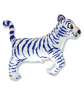 30" Tiger White Blue Stripes Foil Balloon