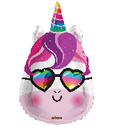 18" Unicorn With Glasses Shape Foil Balloon