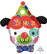 18" Happy Birthday Clown Dog Foil Balloon