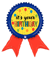 34" Foil Shape Birthday Ribbon Foil Balloon
