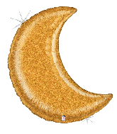 42" Holographic Shape Glitter Moon - Gold Foil Balloon