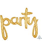 39" Airfill Only Script Phrase "Party" Gold Foil Balloon