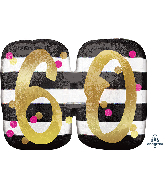 25" Jumbo Pink & Gold Milestone 60 Foil Balloon
