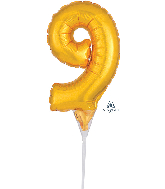 6" Airfill Only Micro Number Cake Topper Gold Number 9
