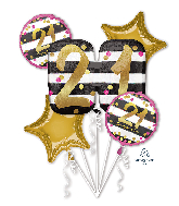 Bouquet Pink & Gold Milestone 21 Foil Balloon