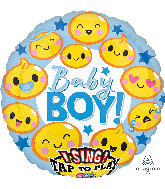 28" Singing Balloon Emoticon Baby Boy Foil Balloon