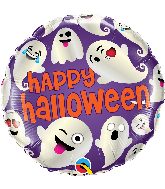 18" Round Halloween Emoticon Ghosts Foil Balloon