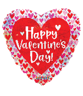 9" Airfill Only Valentine's Day Hearts Holographic Foil Balloon