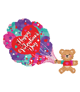 36" Vals Bear With Hearts Shape Gellibean Foil Balloon