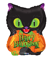 18" Halloween Cat & Pumpkin Foil Balloon