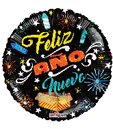 18" Año Nuevo Fireworks Holographic Foil Balloon (Spanish)