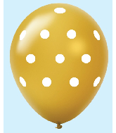11" Polka Dots Latex Balloons (25 Count) Gold