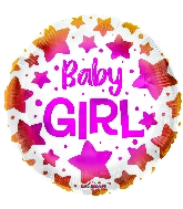 18" Baby Girl Stars Foil Balloon
