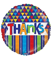 18" Thanks Lines & Triangles Foil Balloon