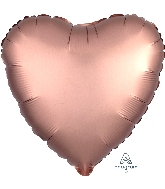 18" Satin Luxe Rose Copper Heart Foil Balloon