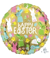 18" Happy Easter Gold Foil Balloon