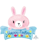 32" Pink Easter Bunny SuperShape Foil Balloon