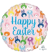 18" Happy Easter Cute Bunny Faces Foil Balloon