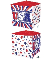 15" USA Stars & Stripes UltraShape Cubez Foil Balloon
