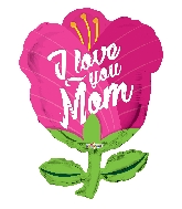 28" I Love You Mom Tulip Shape GelliBean Foil Balloon