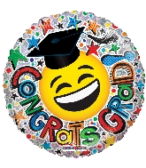 9" Airfill Only Congrats Grad Smiley Ho Foil Balloon