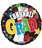 18" Grad Banner & Stars Foil Balloon