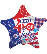 18" Happy 4th Of July Star Foil Balloon