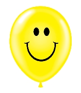 17" Smile Face Yellow Printed Latex Balloons 50 Per Bag Brand Tuftex