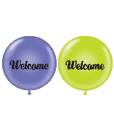 36" Latex Balloon 2CT Welcome (Lavender, Lime Green) Brand Tuftex
