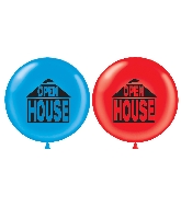 36" Latex Balloon 2 Count Open House (Red, Blue) Brand Tuftex