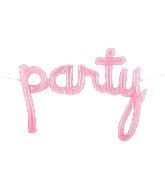 44" Airfill Only Party Script - Clear Pink Script Word Foil Balloon