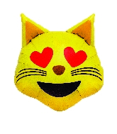 22" Helium Balloon Emoji Cat Heart Eyes Shape