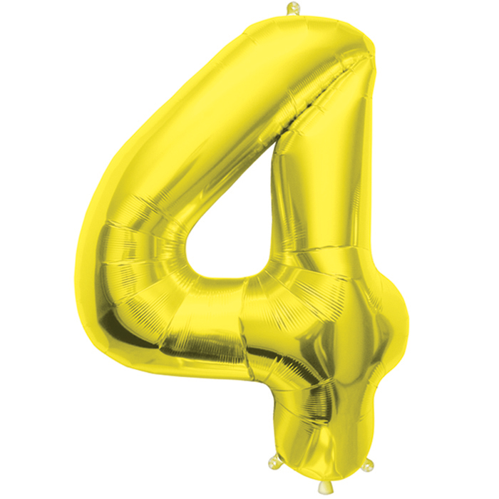 34" Northstar Brand Packaged Number 4 - Gold Foil Balloon