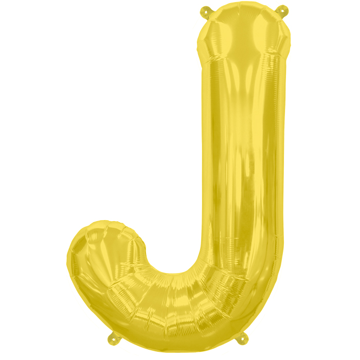 34" Northstar Brand Packaged Letter J - Gold Foil Balloon