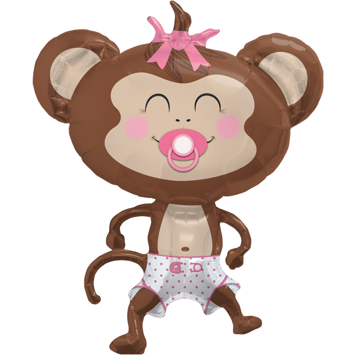 41" Foil Balloon Baby Girl Monkey