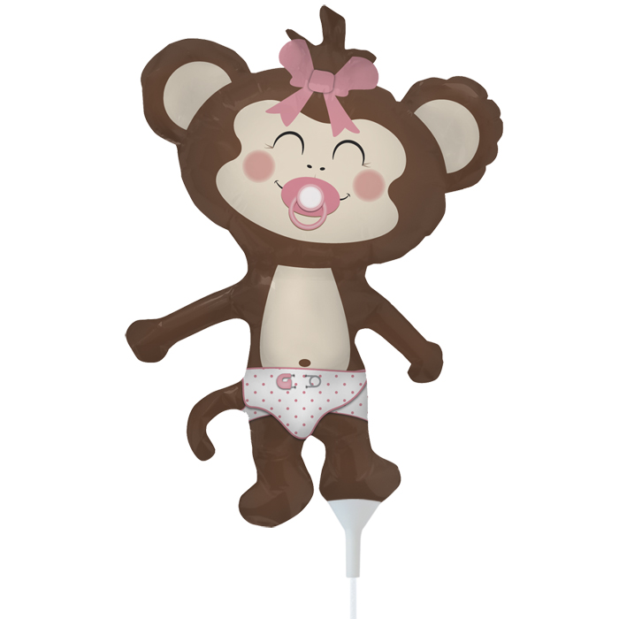 14" Airfill Only Self Sealing Balloon Baby Girl Monkey