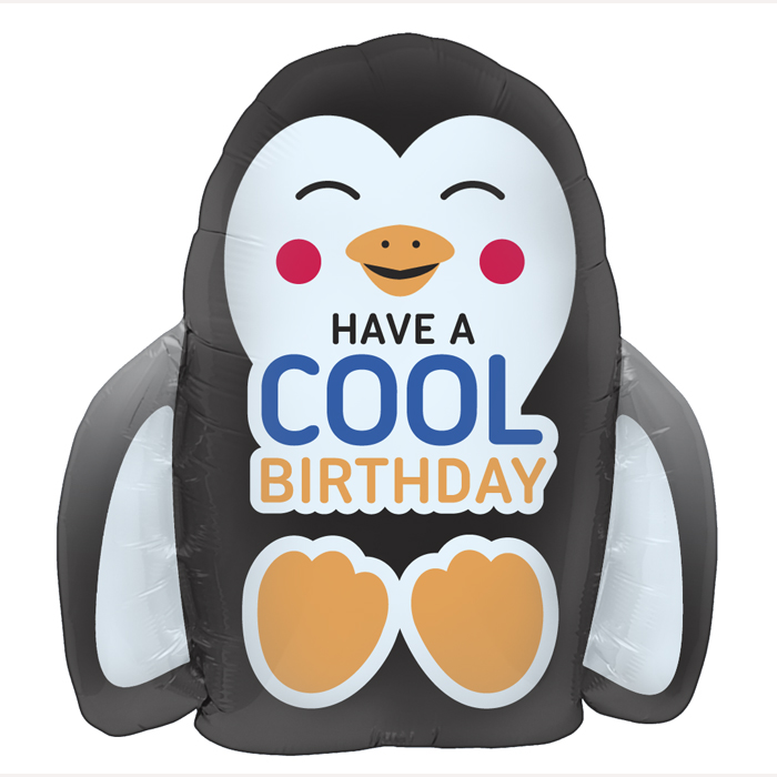 23" Foil Balloon Cool Birthday Penguin Packaged
