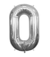 34" Northstar Brand Packaged Number 0 - Silver Foil Balloon