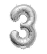 34" Northstar Brand Packaged Number 3 - Silver Foil Balloon