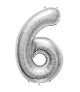 34" Northstar Brand Packaged Number 6 - Silver Foil Balloon