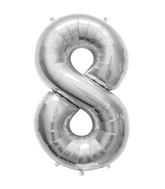 34" Northstar Brand Packaged Number 8 - Silver Foil Balloon