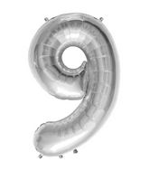34" Northstar Brand Packaged Number 9 - Silver Foil Balloon