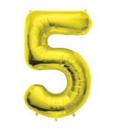 34" Northstar Brand Packaged Number 5 - Gold Foil Balloon
