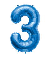 34" Northstar Brand Packaged Number 3 - Blue Foil Balloon