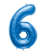 34" Northstar Brand Packaged Number 6 - Blue Foil Balloon